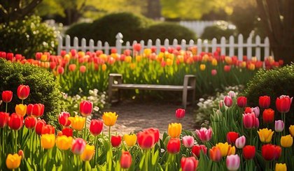 Jardim das Tulipas (Foto: Gerado por IA)