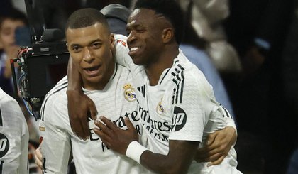 Mbappé e Vini Jr são destaques do Real (Foto: Pierre-Philippe Marcou / AFP) Mbappé e Vini Jr são destaques do Real (Foto: Pierre-Philippe Marcou / AFP)