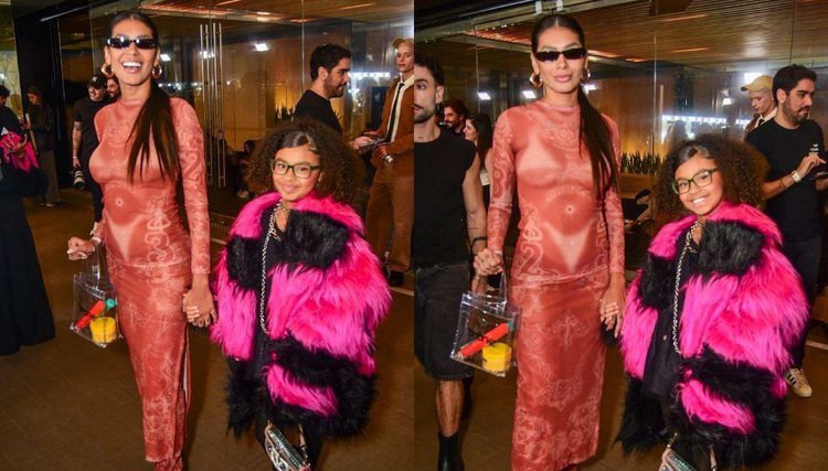 Pocah e filha, Vitória, curtem São Paulo Fashion Week.