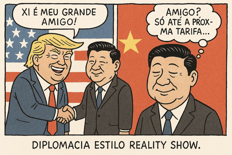 Trump e Xi Jinping apertando as mãos