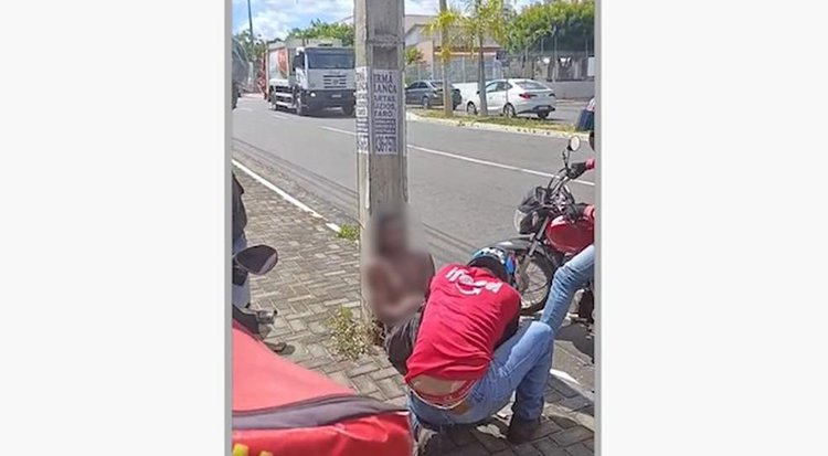 Homem é agredido e amarrado em poste após tentar roubar moto na Zona Leste de Teresina