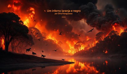 Um inferno laranja e Negro (Foto: Gerado por IA)