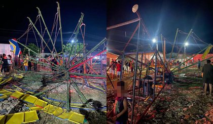 Brinquedo de parque de diversões desaba e deixa crianças feridas no Piauí (Foto: Divulgação/PMPI)