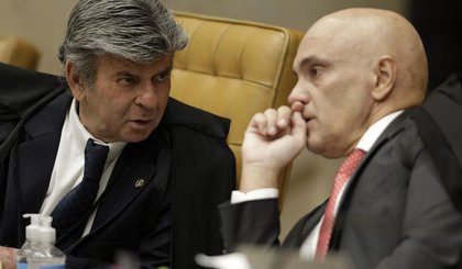 Os ministros do Supremo Tribunal Federal (STF) Luiz Fux (à esq.) e Alexandre de Moraes durante sessão da Corte (Foto: Cristiano Mariz/O Globo) Os ministros do Supremo Tribunal Federal (STF) Luiz Fux (à esq.) e Alexandre de Moraes durante sessão da Corte (Foto: Cristiano Mariz/O Globo)