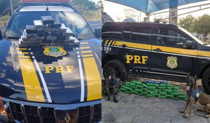 Quatro suspeitos de tráfico de drogas são presos com mais de 65 kg de maconha e cocaína na BR-316 no PI (Foto: Divulgação/PRF)