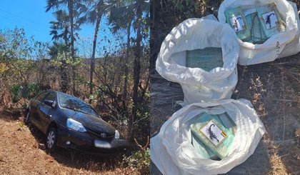 Após acidente, polícia encontra 70 kg de cocaína perto de carro no Piauí; suspeito foi preso (Foto: Divulgação/PMPI) Após acidente, polícia encontra 70 kg de cocaína perto de carro no Piauí; suspeito foi preso (Foto: Divulgação/PMPI)
