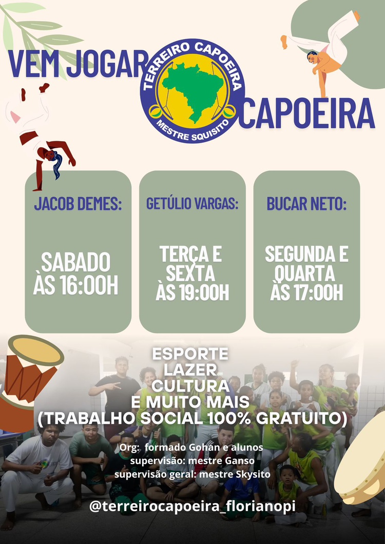 As rodas de capoeira do Terreiro Capoeira acontecem em três locais da cidade.