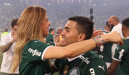 Dudu e Leila Pereira em comemoração de título do Palmeiras (Foto: Cesar Greco / Palmeiras)
