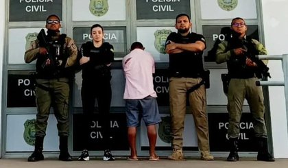 Homem é preso suspeito de agredir companheira grávida no Piauí (Foto: Divulgação/PMPI)