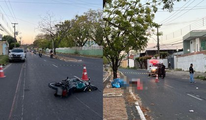 Motociclista perde controle de veículo, bate em árvore e morre em Teresina. (Foto: Ravi Marques/TV Clube) Motociclista perde controle de veículo, bate em árvore e morre em Teresina. (Foto: Ravi Marques/TV Clube)