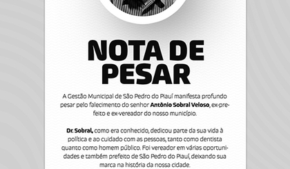 Morre aos 86 anos o ex-prefeito de São Pedro do Piauí, Antônio Sobral Veloso (Foto: Reprodução) Morre aos 86 anos o ex-prefeito de São Pedro do Piauí, Antônio Sobral Veloso (Foto: Reprodução)