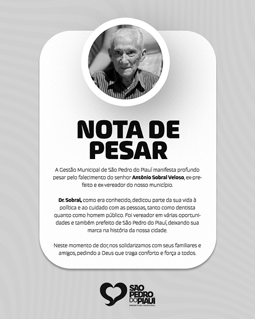 Morre aos 86 anos o ex-prefeito de São Pedro do Piauí, Antônio Sobral Veloso