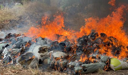 Polícia Civil incinera mais de uma tonelada de drogas em Teresina. (Foto: Divulgação/SSPPI) Polícia Civil incinera mais de uma tonelada de drogas em Teresina. (Foto: Divulgação/SSPPI)