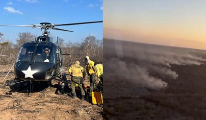 Incêndios na Serra Branca são controlados por força-tarefa estadual. (Foto: Divulgação/SSP-PI)