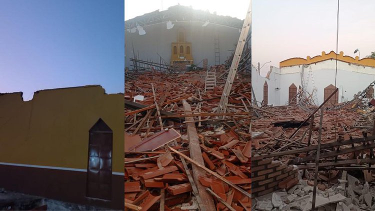 Teto de capela no Piauí sofre desabamento durante festividade religiosa.
