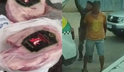 Homem é detido por suspeita de furtar carne e chocolate em supermercado (Foto: Reprodução/SSP-PI)