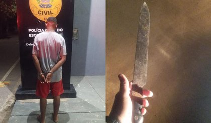 Homem invade casa, destrói objetos e ameaça mulher com facão no Piauí. (Foto: Divulgação/Polícia Militar) Homem invade casa, destrói objetos e ameaça mulher com facão no Piauí. (Foto: Divulgação/Polícia Militar)