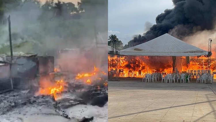 Incêndio destrói barracas no festejo de Lagoinha do Piauí.