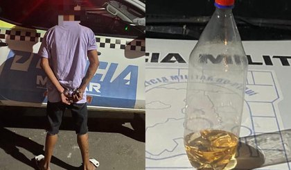 Jovem é preso por ameaça e tentativa de incêndio no Piauí. (Foto: Divulgação/PMPI)