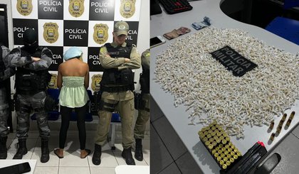 Mulher é detida com 2,3 mil pedras de crack no Piauí. (Foto: Divulgação/Polícia Civil)