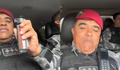 Policial usa spray de pimenta em viatura fechada; Polícia Militar investigará. (Foto: Reprodução/Redes Sociais) Policial usa spray de pimenta em viatura fechada; Polícia Militar investigará. (Foto: Reprodução/Redes Sociais)