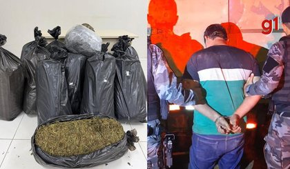 Caminhoneiro detido com 121 kg de maconha no Piauí. (Foto: Divulgação/PMPI) Caminhoneiro detido com 121 kg de maconha no Piauí. (Foto: Divulgação/PMPI)