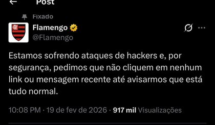 Flamengo se manifesta sobre invasão hacker (Foto: Reprodução / X)
