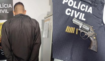 Suspeito de homicídio e roubo é preso com armas e munições na capital. (Foto: Divulgação/Polícia Civil) Suspeito de homicídio e roubo é preso com armas e munições na capital. (Foto: Divulgação/Polícia Civil)