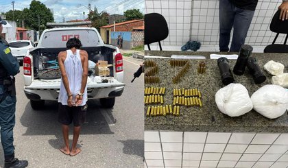 Dupla é capturada com cocaína e arsenal de armas em Parnaíba. (Foto: Divulgação/PMPI) Dupla é capturada com cocaína e arsenal de armas em Parnaíba. (Foto: Divulgação/PMPI)