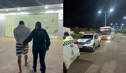 Foragido por estupro de adolescente é preso em ônibus no Piauí. (Foto: Reprodução/Polícia Militar) Foragido por estupro de adolescente é preso em ônibus no Piauí. (Foto: Reprodução/Polícia Militar)