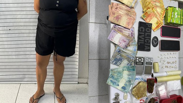 Mulher é detida por vender drogas em comércio próximo a escola no PI.