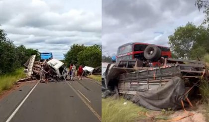 Acidente entre caminhões na PI-140 deixa um homem morto. (Foto: Reprodução) Acidente entre caminhões na PI-140 deixa um homem morto. (Foto: Reprodução)