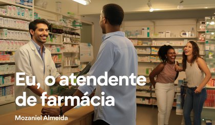 Eu, o atendente de farmácia (Foto: Gerado por IA)