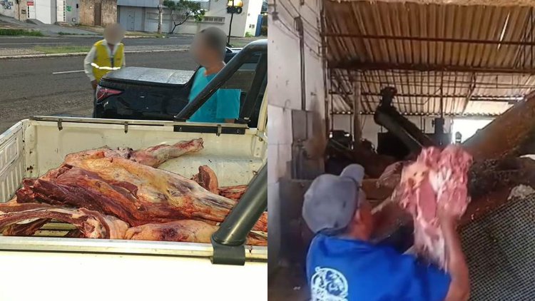 Grande quantidade de carne bovina sem inspeção é apreendida em Teresina.
