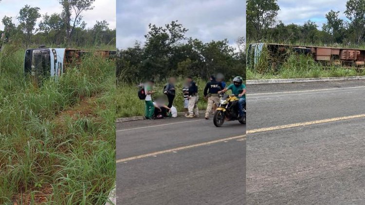 Ônibus escolar tomba e deixa feridos em Floriano.