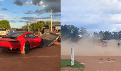 Polícia recolhe Porsche e picape após flagrante de risco em São Raimundo Nonato. (Foto: Reprodução/PM-PI) Polícia recolhe Porsche e picape após flagrante de risco em São Raimundo Nonato. (Foto: Reprodução/PM-PI)