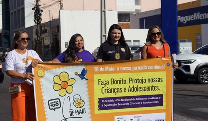Assistência Social de Floriano realiza ato ‘Faça Bonito’ em alusão ao Maio Laranja. (Foto: Divulgação/Prefeitura de Floriano)