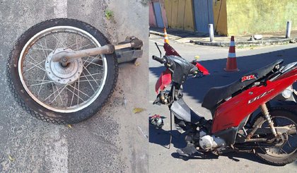 Colisão em Parnaíba destrói moto e fere motociclista. (Foto: Reprodução/Polícia Militar) Colisão em Parnaíba destrói moto e fere motociclista. (Foto: Reprodução/Polícia Militar)
