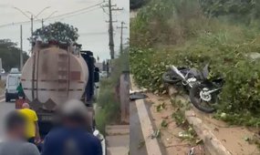 Acidente entre moto e caminhão deixa mulher ferida na BR-316