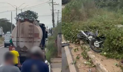 Acidente entre moto e caminhão deixa mulher ferida na BR-316