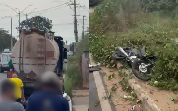 Acidente entre moto e caminhão deixa mulher ferida na BR-316