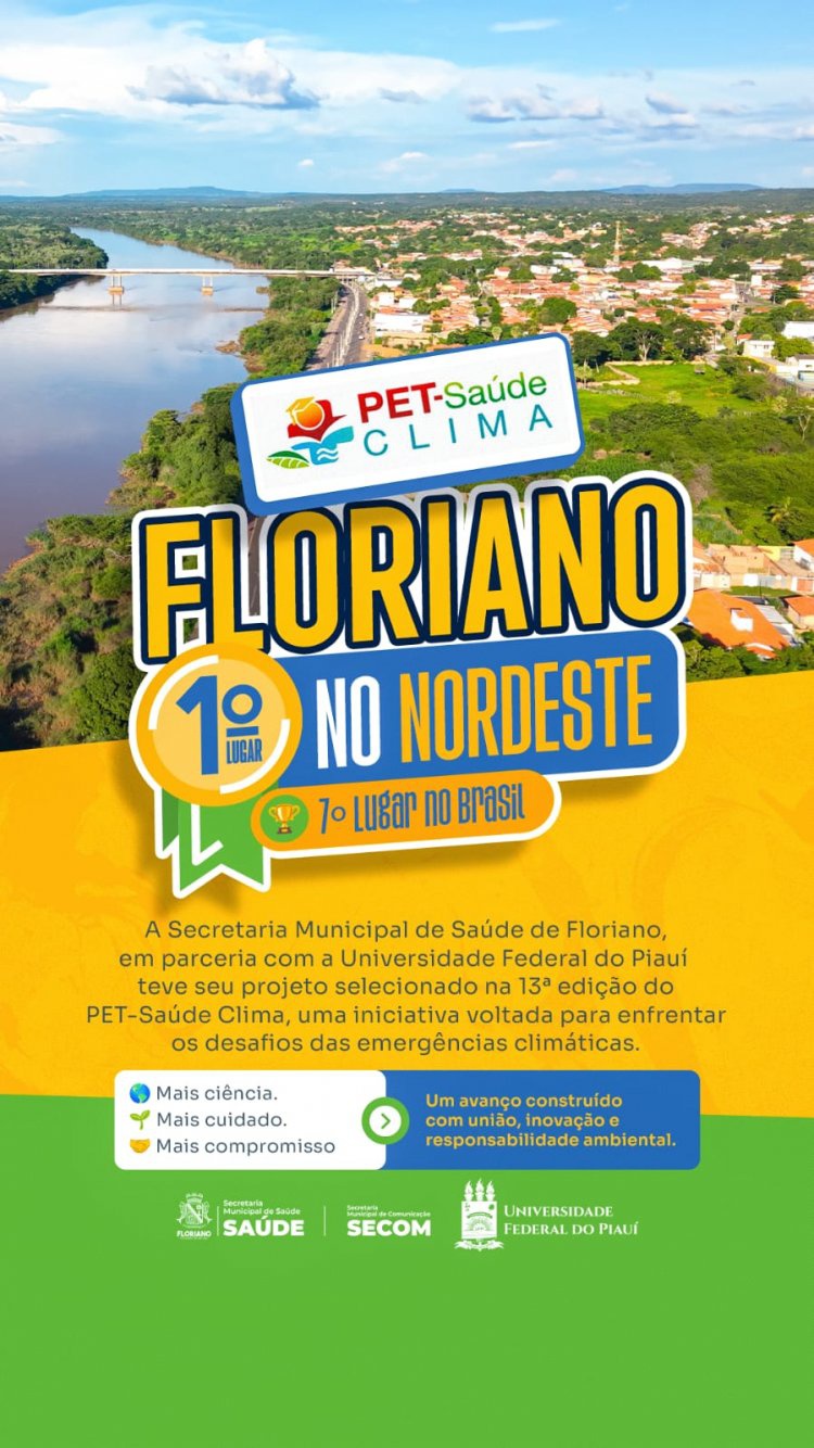 Floriano conquista 1º lugar no Nordeste e 7º no Brasil em seleção do PET-Saúde Clima.