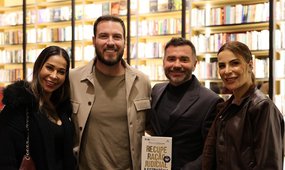 Maíra Cardi e Tiago Nigro prestigiam lançamento do novo livro de Marcos Pelozato