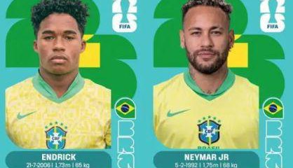 Panini lança novas figurinhas de Neymar e Endrick para álbum da Copa (Foto: Reprodução