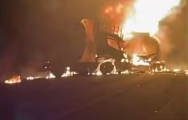 Caminhão-tanque explode na BR-316 e três pessoas ficam feridas