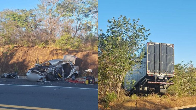 Colisão na BR-343 deixa um morto e dois feridos.