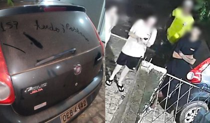 Dupla é detida após deixar mensagem de facção criminosa em carro de policial