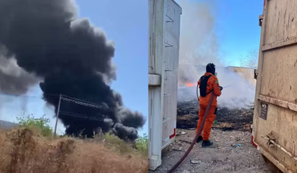 Incêndio atinge fábrica de recicláveis no Piauí Incêndio atinge fábrica de recicláveis no Piauí