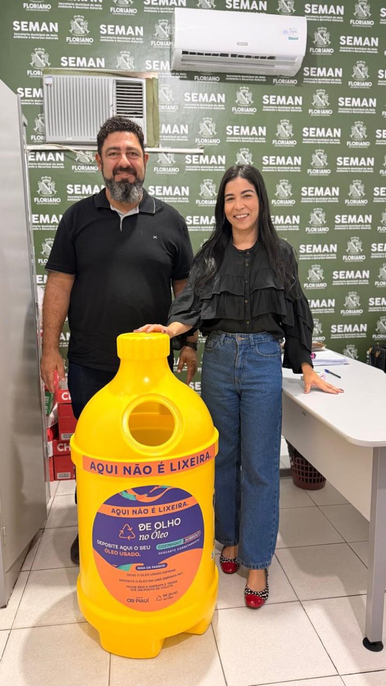 Secretaria de Meio Ambiente de Floriano e Águas do Piauí discutem parceria para o descarte correto de óleo de cozinha.